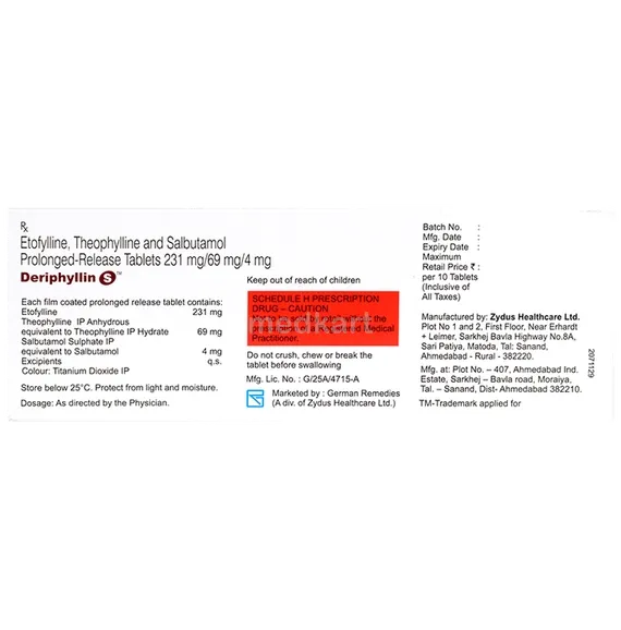 deriphyllin s tablet 10's